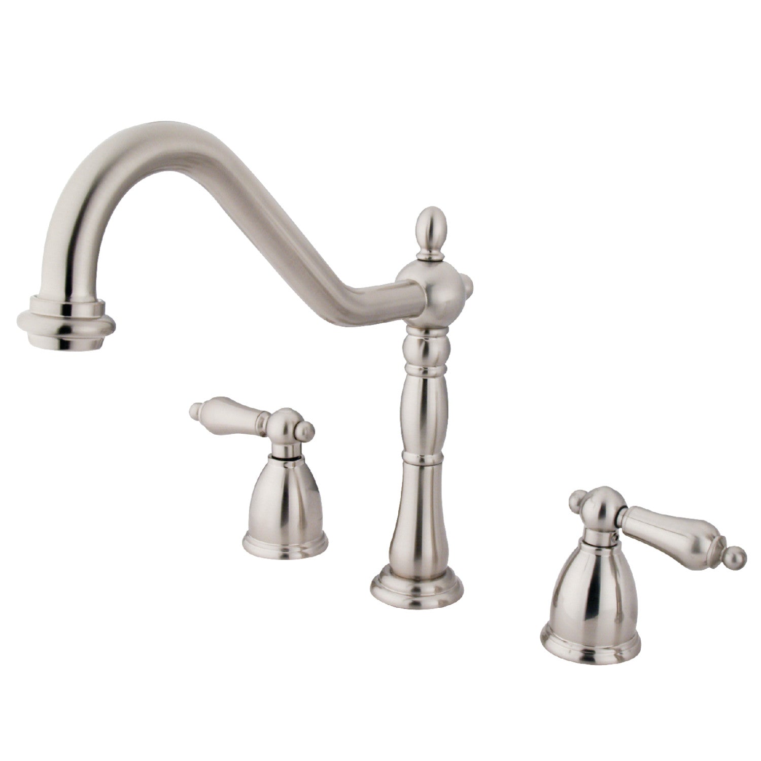 Kingston Heirloom KB1798ALLS - Heritage Double-Handle 3-Hole Widespread Kitchen Faucet, Brushed Nickel — image 1